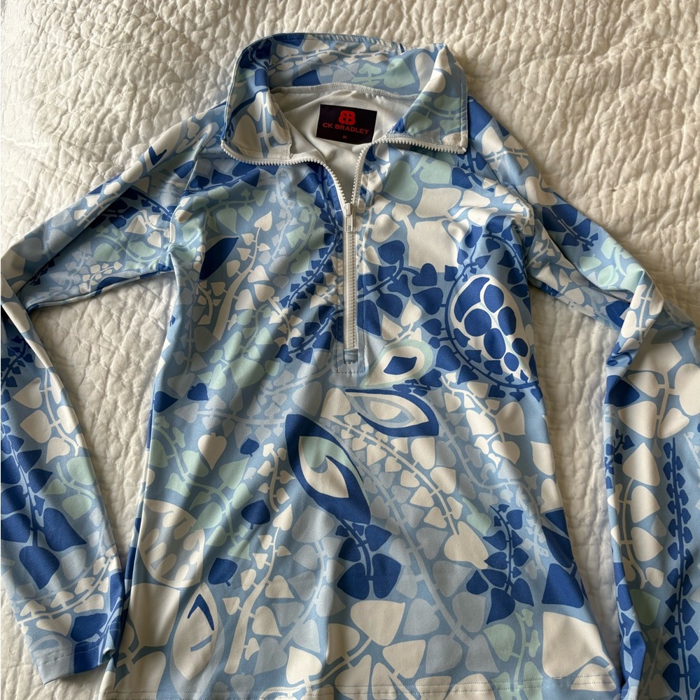 Blue Patterned Long Sleeve Top